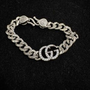 Gucci Silver Marmont GG Logo Chain Bracelet